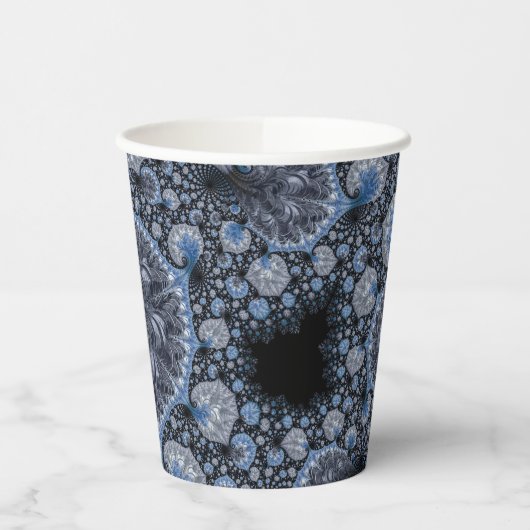 Abstrakt Black Blue Fraktal Pappbecher (Links)