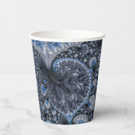 Abstrakt Black Blue Fraktal Pappbecher