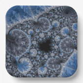 Abstrakt Black Blue Fraktal Pappteller (Vorderseite)