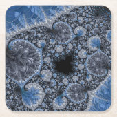 Abstrakt Black Blue Fraktal Rechteckiger Pappuntersetzer (Vorderseite)