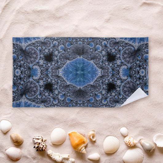 Abstrakt Black Blue Fraktal Strandtuch