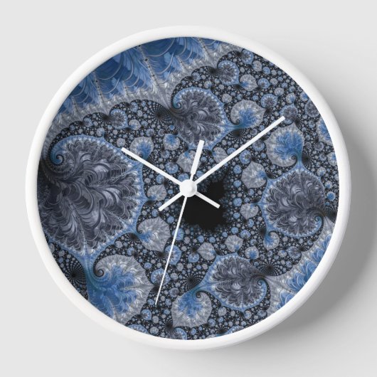 Abstrakt Black Blue Fraktal Uhr (Vorderseite)