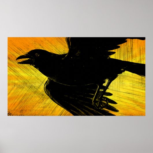 Abstrakt Black Crow Grunge Poster (Vorne)