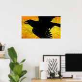Abstrakt Black Crow Grunge Poster (Heimbüro)