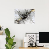 Abstrakt Black Gold Alcohol Tinte Poster (Heimbüro)