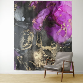 Abstrakt Black Gold Lila Kunst Wandteppich
