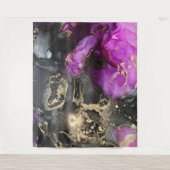 Abstrakt Black Gold Lila Kunst Wandteppich (Vorderseite)
