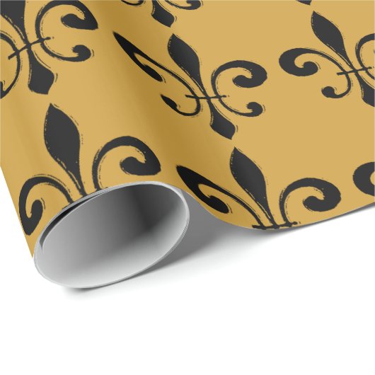 Abstrakt Black Gold Lilie Geschenkpapier (Rolleneckpunkt)