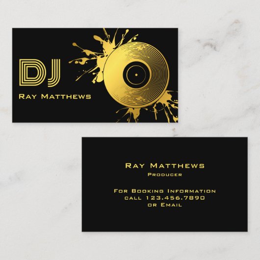 Abstrakt Black Gold Music Disk DJ Visitenkarte (Vorne/Hinten)
