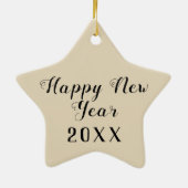 Abstrakt Black Gray Happy Neues Jahr Keramik Ornament (Hinten)