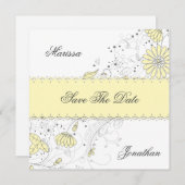 Abstrakt Blassgelbe graue Blume Save the Date (Vorne/Hinten)