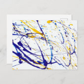 Abstrakt-blau-gelb-lackierter Spritzer Postkarte (Vorne/Hinten)