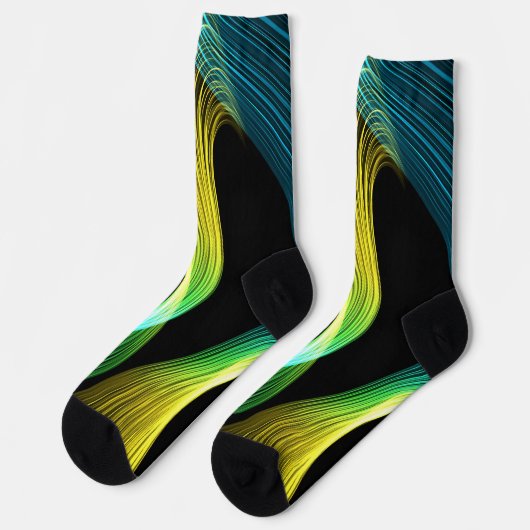 Abstrakt-blau-gelb und schwarz socken (Linkes Detail)