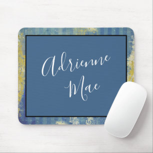 Abstrakt Blau & Gold gerahmte Personalisierung Mousepad