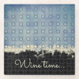 Abstrakt Blau, Grau, Bronze-Vintages Muster Glasuntersetzer