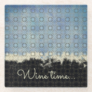 Abstrakt Blau, Grau, Bronze-Vintages Muster Glasuntersetzer