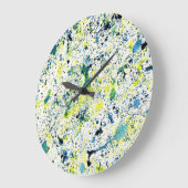Abstrakt Blau, Grün und Gelb Große Wanduhr (Winkel)