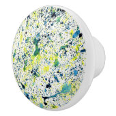 Abstrakt Blau, Grün und Gelb Keramikknauf (Rechts)