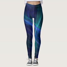 Abstrakt Blau-grünes Fraktal Mist Leggings