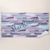 Abstrakt Blau Lila rosa Strandtuch (Vorderseite)