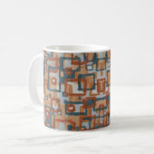 Abstrakt Blau, Orange, braune Quadrate Tasse (Vorderseite Links)