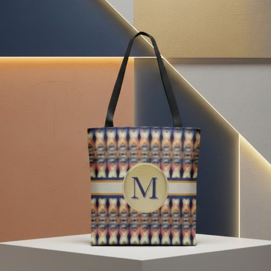 Abstrakt Blau, Orange & Mehrfarbig Tasche