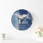 Abstrakt Blau und Elfenbein Große Wanduhr (Zuhause)