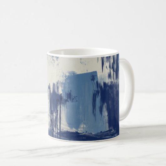 Abstrakt Blau und Elfenbein Kaffeetasse (VorderseiteRechts)