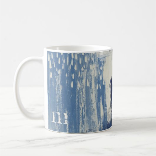 Abstrakt Blau und Elfenbein Kaffeetasse (Links)