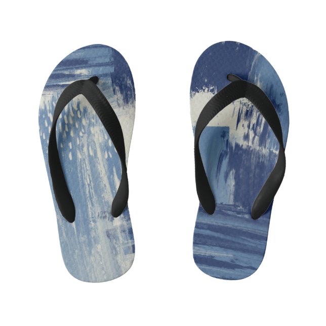 Abstrakt Blau und Elfenbein Kinderbadesandalen (Fußbett)