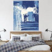 Abstrakt Blau und Elfenbein Leinwanddruck (Insitu (Schlafzimmer))
