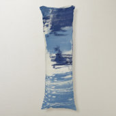 Abstrakt Blau und Elfenbein Seitenschläferkissen (Vorderseite Vertikal)