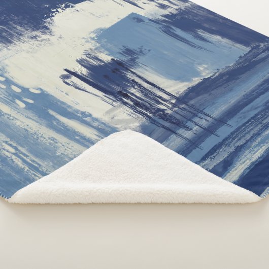 Abstrakt Blau und Elfenbein Sherpadecke (3/4)