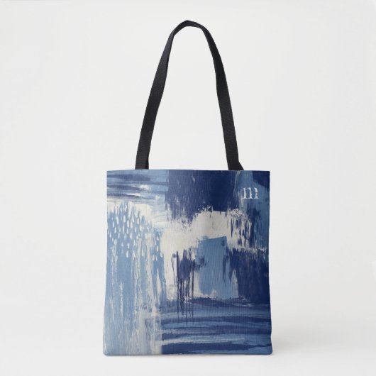 Abstrakt Blau und Elfenbein Tasche (Vorderseite)