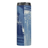 Abstrakt Blau und Elfenbein Thermosbecher (Rückseite)