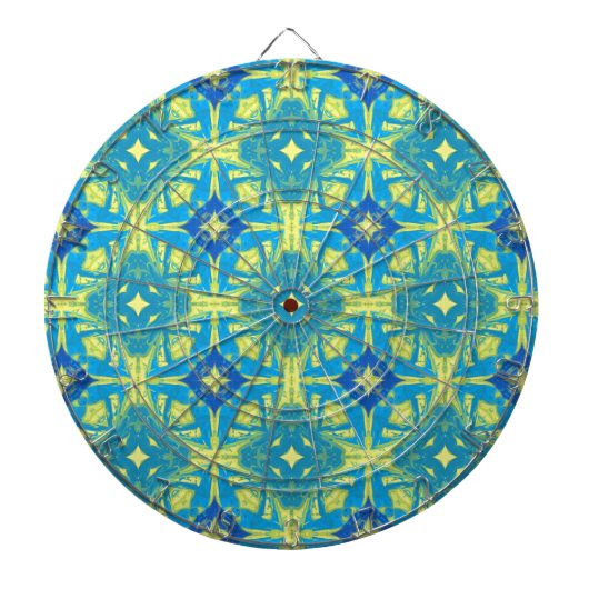 Abstrakt Blau und Gelb Dartscheibe (vorne)