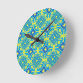 Abstrakt Blau und Gelb Runde Wanduhr (Winkel)