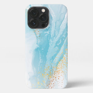 Abstrakt-Blau- und Goldmarmor iPhone 13 Pro Hülle
