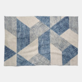 Abstrakt Blau und Grau geometrisch Geschirrtuch (Horizontal)