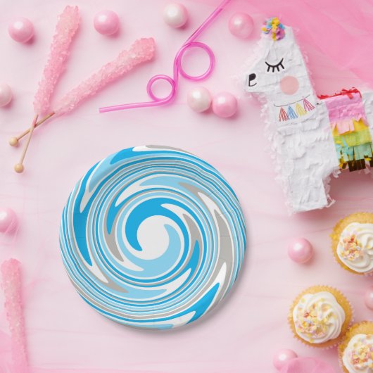 Abstrakt Blau und Grau Pappteller (Party)