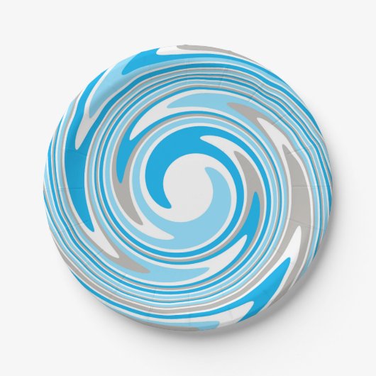 Abstrakt Blau und Grau Pappteller (Vorderseite)