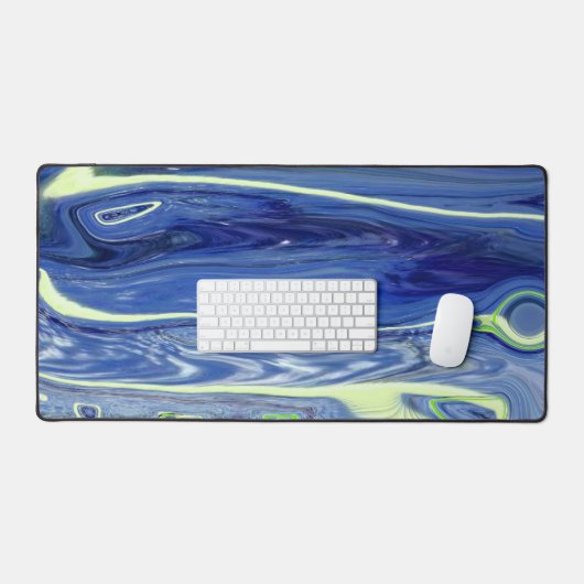 Abstrakt Blau und Grünflüssiges Schreibtischunterlage (Tastatur & Maus)