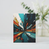 Abstrakt Blau und Orange 607 Postkarte (Stehend Vorderseite)