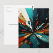 Abstrakt Blau und Orange 607 Postkarte (Vorne/Hinten)