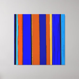 Abstrakt Blau und Orange 930 - Vertikale Streifen Leinwanddruck