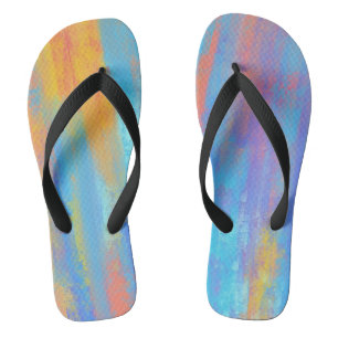 Abstrakt Blau und Orange Badesandalen
