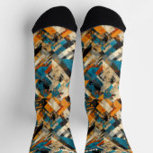 Abstrakt Blau und Orange - Künstlerisch individuel Socken (Oben)