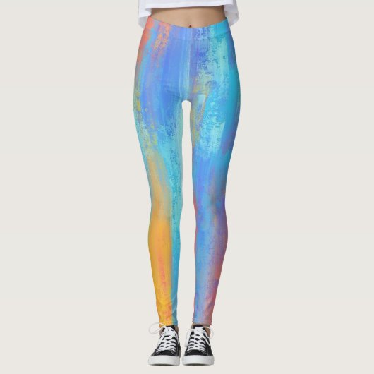 Abstrakt Blau und Orange Leggings (Vorderseite)