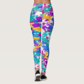 Abstrakt Blau und Rosa Leggings (Rückseite)