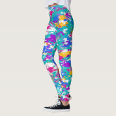Abstrakt Blau und Rosa Leggings (Links)